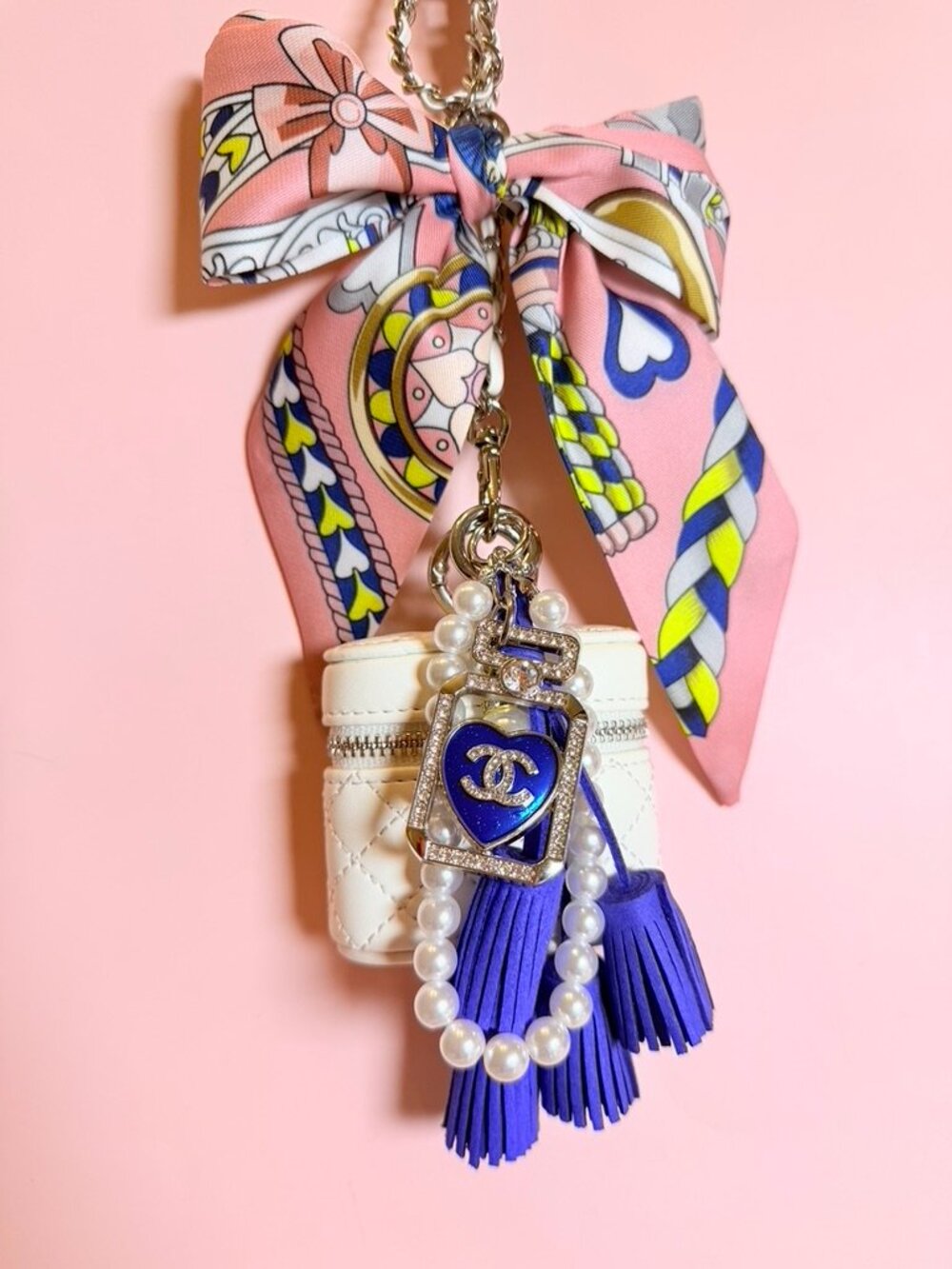 Pink Twilly Bow Luxe Statement Bag Charm - Picture 2 of 4